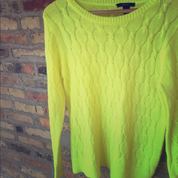 Forever 21 Sweaters - Forever. 21 cable knit neon v neck sweater